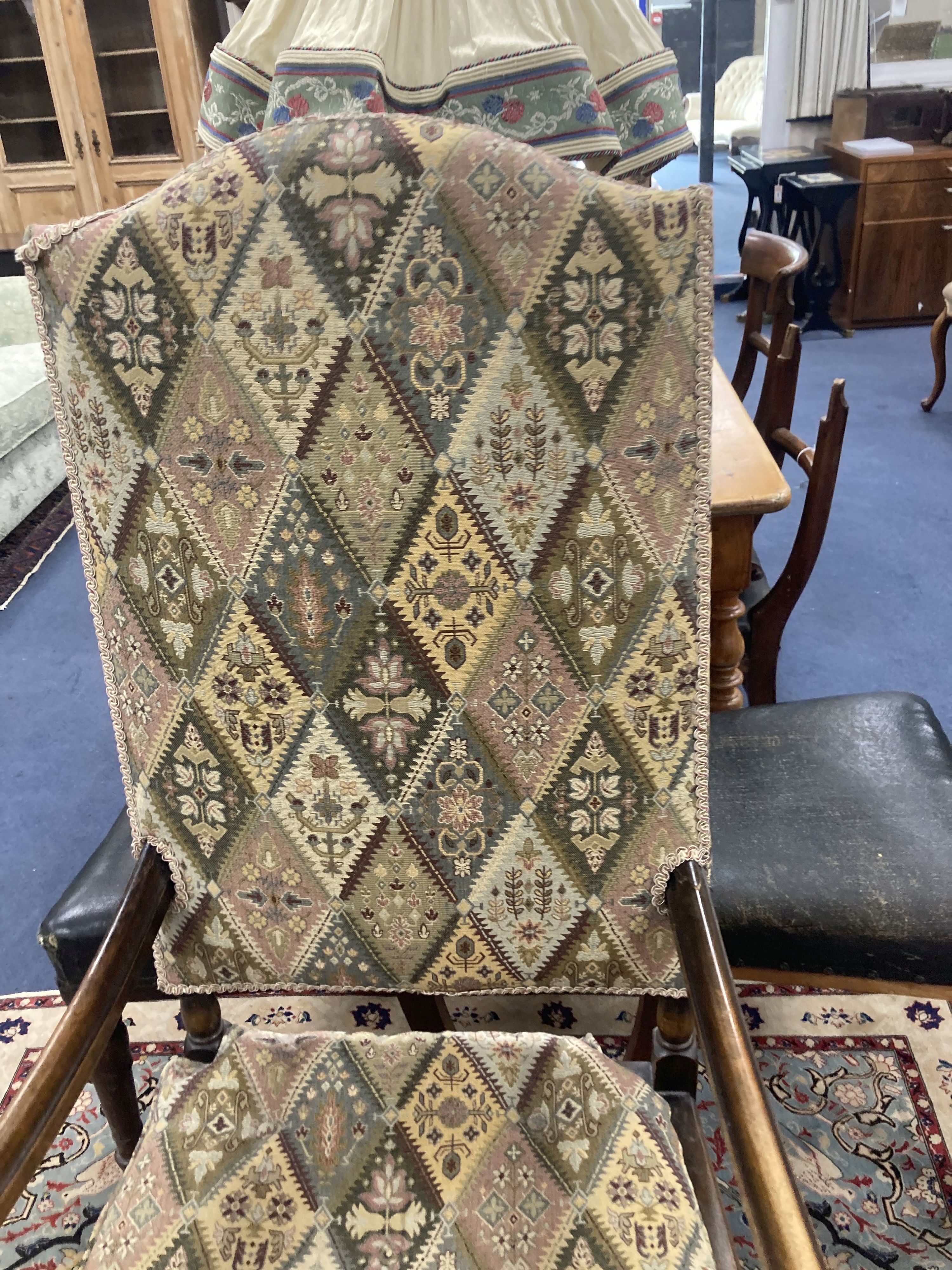 A Carolean design cane seat beech elbow chair